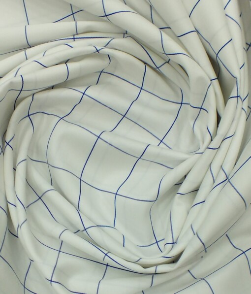Raymond Royal Blue Self Design Trouser Fabric With Soktas White base Blue Checks Shirt Fabric (Unstitched)