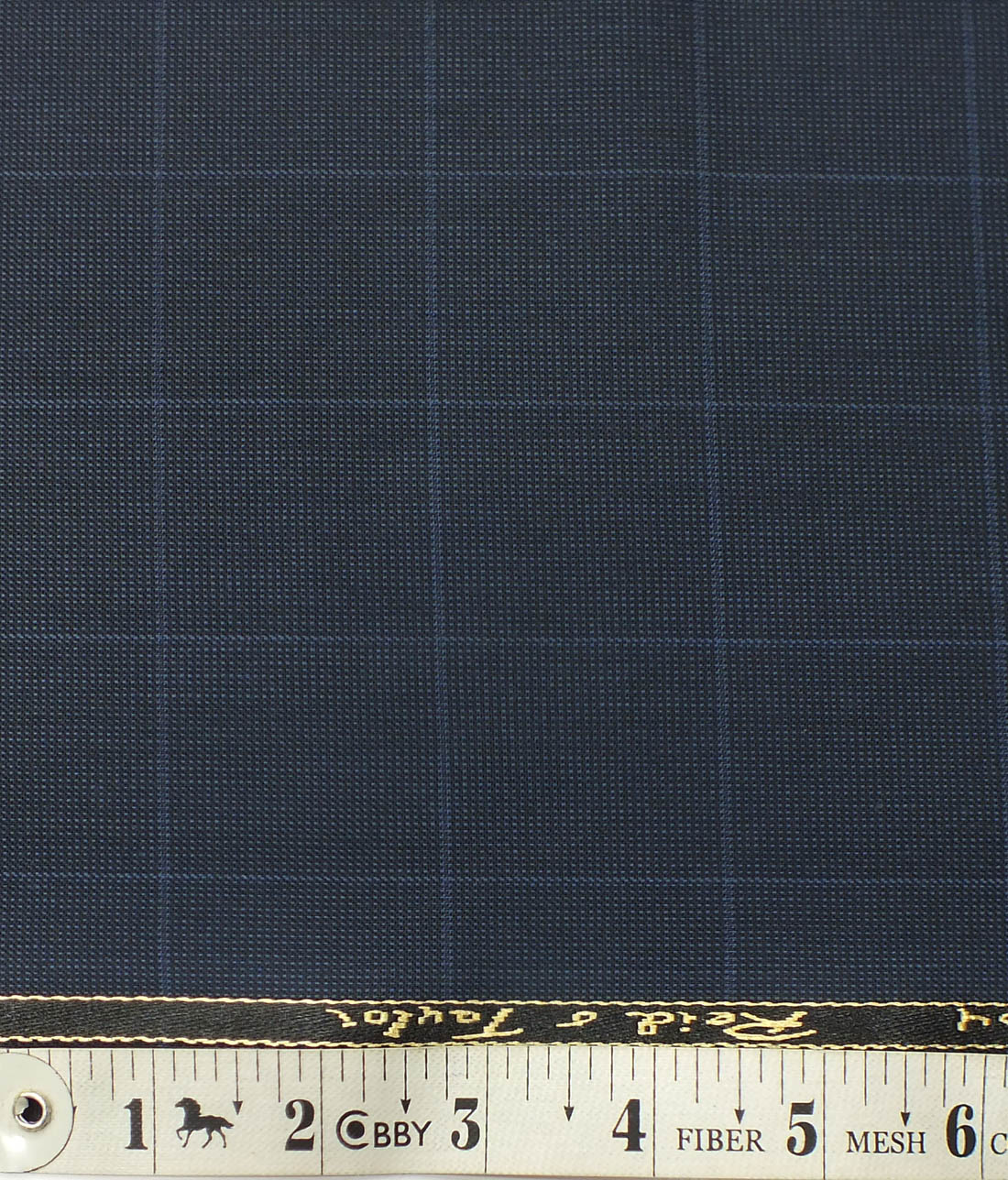 Reid & Taylor Mens Dark Aegean Blue Checks Poly Viscose Trouser Fabric or 3 Piece Suit Fabric (Unstitched  1.25 Mtr)