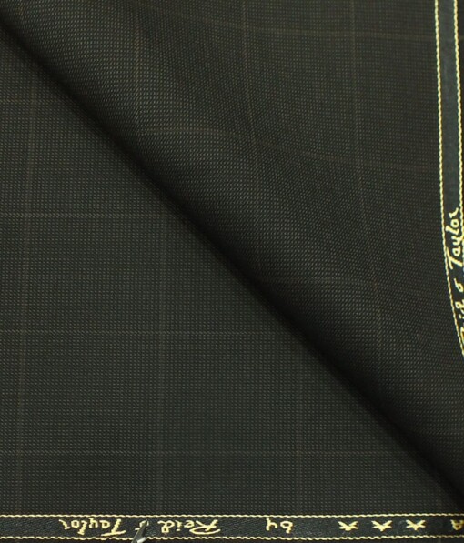 Reid & Taylor Mens Dark Brown Checks Poly Viscose Trouser Fabric or 3 Piece Suit Fabric (Unstitched  1.25 Mtr)