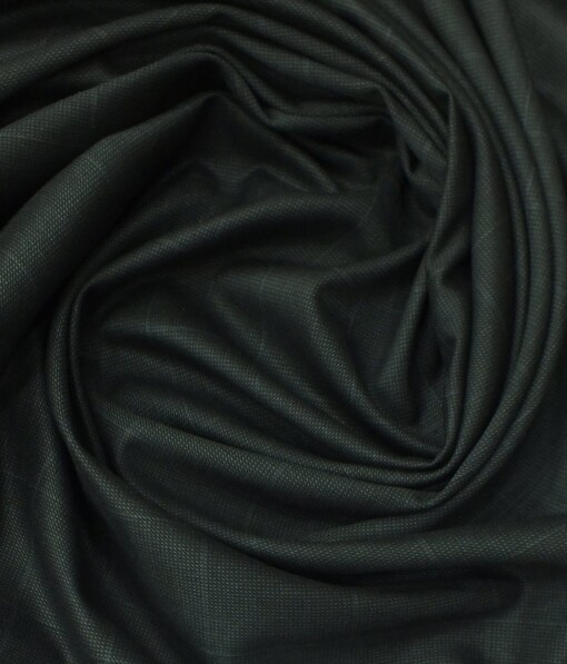 Reid & Taylor Mens Dark Blackish Sea Green Checks Poly Viscose Trouser Fabric or 3 Piece Suit Fabric (Unstitched  1.25 Mtr)