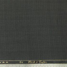 Reid & Taylor Mens Dark Greenish Grey Self Checks Poly Viscose Trouser Fabric or 3 Piece Suit Fabric (Unstitched  1.25 Mtr)