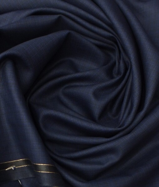 Reid & Taylor Mens Dark Royal Blue Self Design Poly Viscose Trouser Fabric or 3 Piece Suit Fabric (Unstitched  1.25 Mtr)