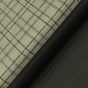 Reid & Taylor Dark Brown Checks Trouser Fabric With Exquisite Khadi Look Beige Checks Shirt Fabric (Unstitched)