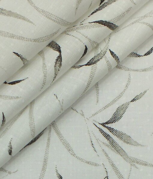Reid & Taylor Blackish Grey Checks Trouser Fabric With Exquisite Khadi Look White Printed Shirt Fabric (Unstitched)