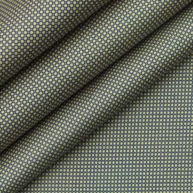 Reid & Taylor Greenish Grey Self Checks Trouser Fabric With Nemesis Beige base Blue Printed Shirt Fabric (Unstitched)