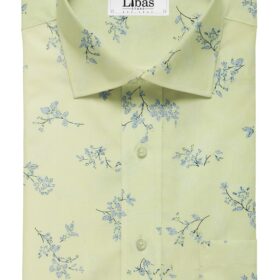 Reid & Taylor Denim Blue Checks Trouser Fabric With Monza Light Yellow Floral Printed Shirt Fabric (Unstitched)