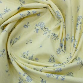 Reid & Taylor Denim Blue Checks Trouser Fabric With Monza Light Yellow Floral Printed Shirt Fabric (Unstitched)