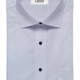 Reid & Taylor Dark Blue Checks Trouser Fabric With Nemesis White & Blue Structured Shirt Fabric (Unstitched)
