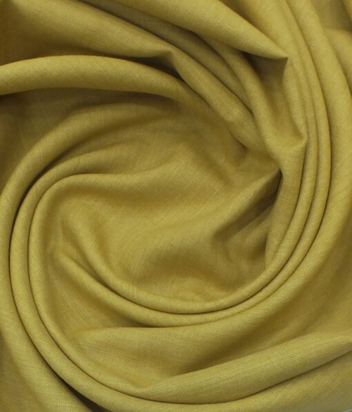 Linen Club Mustard Yellow 100% European Linen Self Design Unstitched Blazer Fabric (2 M)