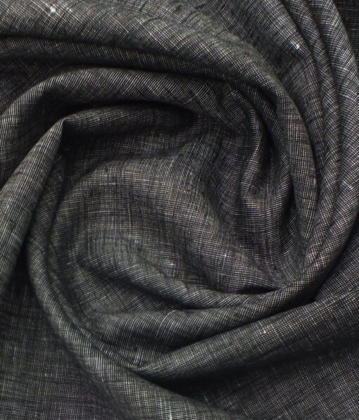 Linen Club Blackish Grey 100% European Linen Structured Unstitched 2 Piece Suit or Safari Suit Fabric (3.00 M)