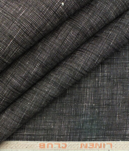 Linen Club Blackish Grey 100% European Linen Structured Unstitched 2 Piece Suit or Safari Suit Fabric (3.00 M)