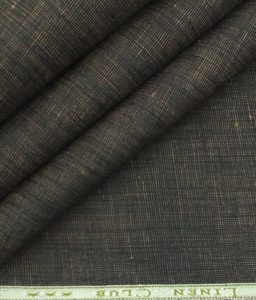 Linen Club Dark Brown 100% European Linen Structured Unstitched 2 Piece Suit or Safari Suit Fabric (3.00 M)