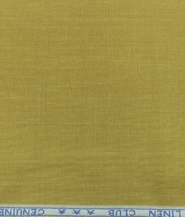 Linen Club Mustard Yellow 100% European Linen Self Design Unstitched 2 Piece Suit or Safari Suit Fabric (3 M)