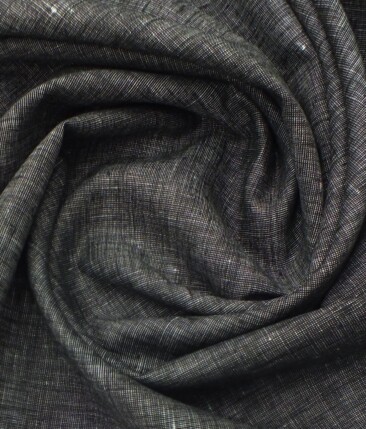 Linen Club Blackish Grey 100% European Linen Structured Unstitched Trouser Fabric (1.30 M)