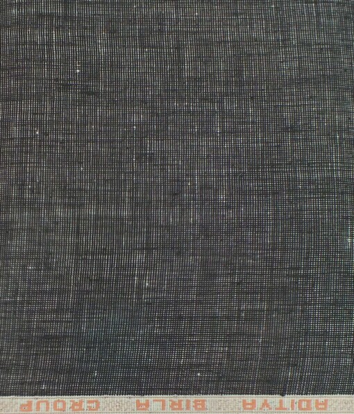 Linen Club Blackish Grey 100% European Linen Structured Unstitched Trouser Fabric (1.30 M)