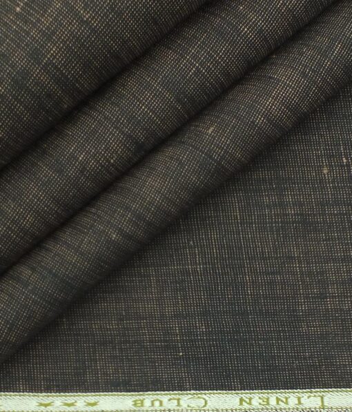 Linen Club Dark Brown 100% European Linen Structured Unstitched Trouser Fabric (1.30 M)