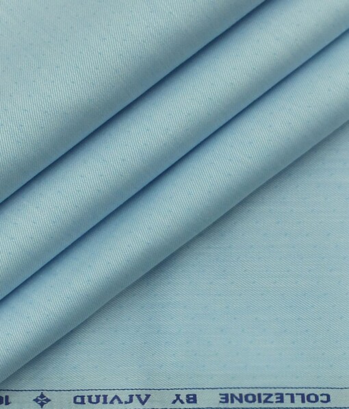 Arvind Cerulean Blue 100% Premium Cotton Self Dotted Structured Shirt Fabric (1.60 M)