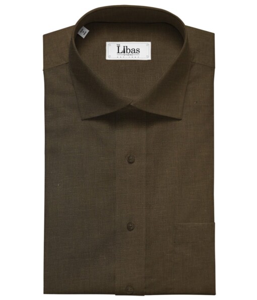 Arvind Dark Brown 50% Linen + 50% Cotton Solid Shirt Fabric (1.60 M)