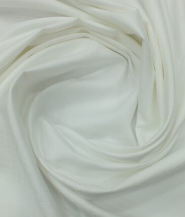 Bombay Rayon White 100% Pure Cotton Self Squared Structure Shirt Fabric (1.60 M)