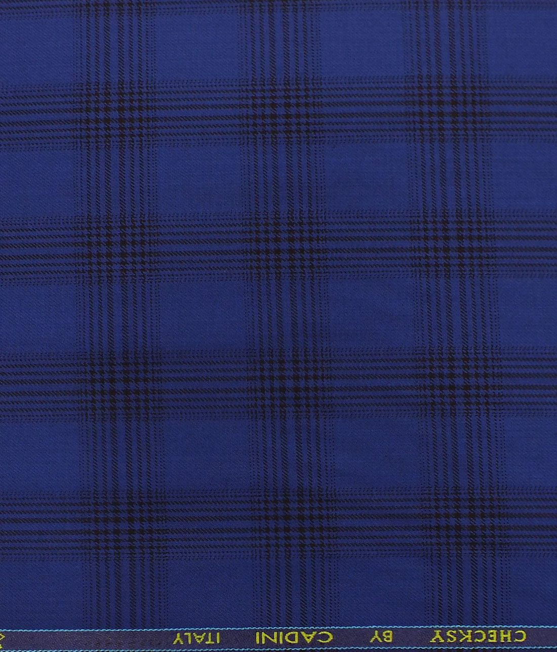 Cadini Italy by Siyaram's Bright Royal Blue Broad Checks Poly Viscose Trouser or Blazer or 3 Piece Suit Fabric (Unstitched - 1.25 Mtr)