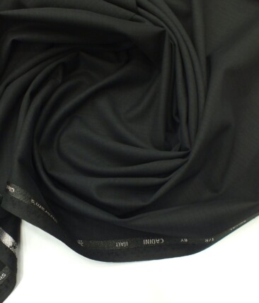 Cadini Italy by Siyaram's Black Self Design Terry Rayon Trouser or 3 Piece Suit Fabric (Unstitched - 1.25 Mtr)