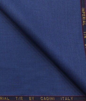 Cadini Italy by Siyaram's Azure Blue Structured Terry Rayon Trouser or 3 Piece Suit Fabric (Unstitched - 1.25 Mtr)