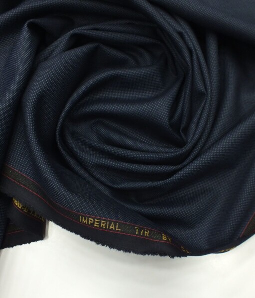 Cadini Italy by Siyaram's Dark Navy Blue Structured Terry Rayon Trouser or 3 Piece Suit Fabric (Unstitched - 1.25 Mtr)