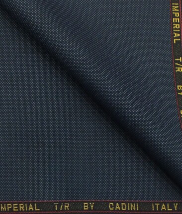 Cadini Italy by Siyaram's Dark Navy Blue Structured Terry Rayon Trouser or 3 Piece Suit Fabric (Unstitched - 1.25 Mtr)