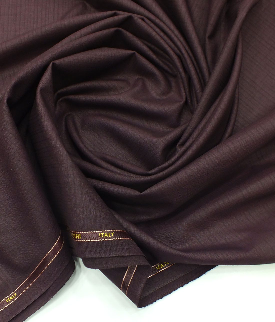 Cadini Italy by Siyaram's Dark Plum Purple Self Design Terry Rayon Trouser or 3 Piece Suit Fabric (Unstitched - 1.25 Mtr)