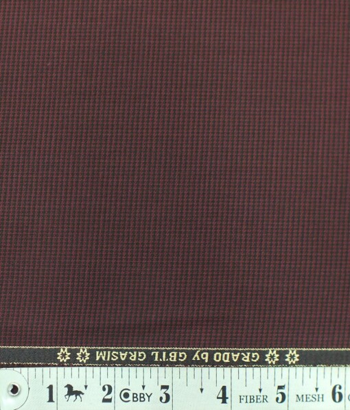 Grasim Maroon Red Structured Poly Viscose Trouser or 3 Piece Suit Fabric (Unstitched - 1.25 Mtr)