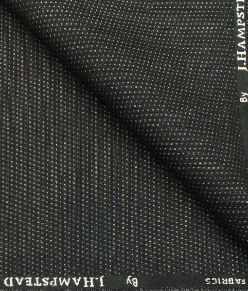J.Hampstead by Siyaram's Black Jute Weave Structured Poly Viscose Shiny Party Wear Trouser or 3 Piece Suit Fabric (Unstitched - 1.25 Mtr)