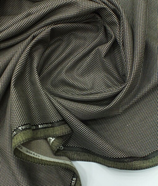 J.Hampstead by Siyaram's Black & Beige Structured Poly Viscose Trouser or 3 Piece Suit Fabric (Unstitched - 1.25 Mtr)