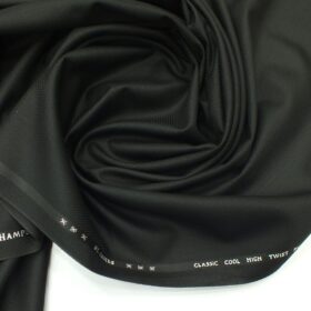 J.Hampstead by Siyaram's Black Structured Poly Viscose Trouser or 3 Piece Suit Fabric (Unstitched - 1.25 Mtr)