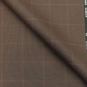 J.Hampstead by Siyaram's Copper Broad Self Checks Poly Viscose Trouser or 3 Piece Suit Fabric (Unstitched - 1.25 Mtr)