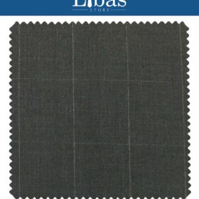 J.Hampstead by Siyaram's Dark Grey Broad Checks Poly Viscose Trouser or 3 Piece Suit Fabric (Unstitched - 1.25 Mtr)
