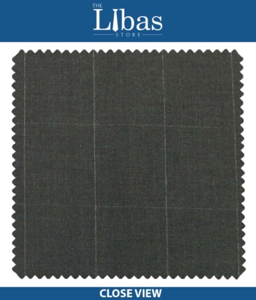 J.Hampstead by Siyaram's Dark Grey Broad Checks Poly Viscose Trouser or 3 Piece Suit Fabric (Unstitched - 1.25 Mtr)