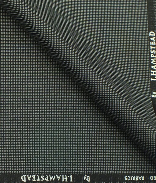 J.Hampstead by Siyaram's Dark Grey Dotted Structured Poly Viscose Trouser or 3 Piece Suit Fabric (Unstitched - 1.25 Mtr)