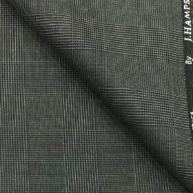J.Hampstead by Siyaram's Dark Grey Self Broad Checks Poly Viscose Trouser or 3 Piece Suit Fabric (Unstitched - 1.25 Mtr)