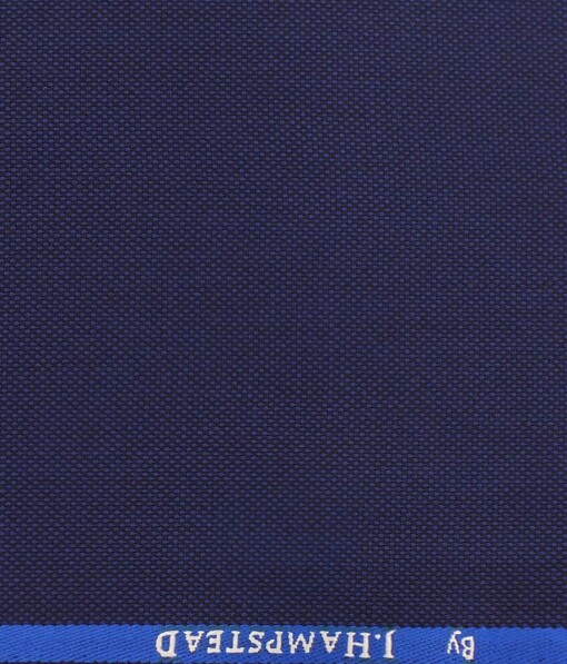 J.Hampstead by Siyaram's Dark Royal Blue Self Structured Poly Viscose Trouser or 3 Piece Suit Fabric (Unstitched - 1.25 Mtr)
