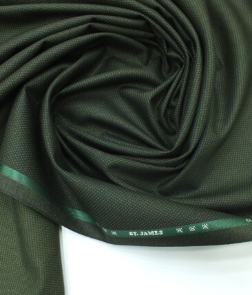J.Hampstead by Siyaram's Dark Seaweed Green Self Structured Poly Viscose Trouser or 3 Piece Suit Fabric (Unstitched - 1.25 Mtr)