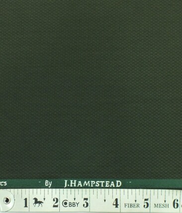 J.Hampstead by Siyaram's Dark Seaweed Green Structured Poly Viscose Trouser or 3 Piece Suit Fabric (Unstitched - 1.25 Mtr)