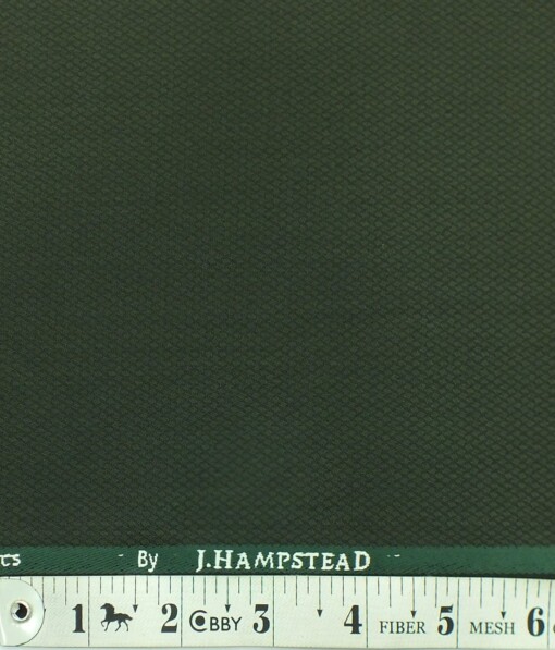 J.Hampstead by Siyaram's Dark Seaweed Green Structured Poly Viscose Trouser or 3 Piece Suit Fabric (Unstitched - 1.25 Mtr)