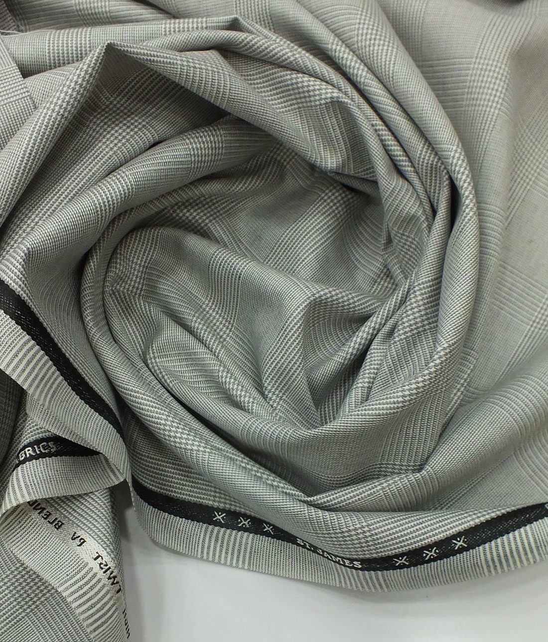 J.Hampstead by Siyaram's Light Grey Broad Self Checks Poly Viscose Trouser or 3 Piece Suit Fabric (Unstitched - 1.25 Mtr)