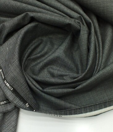 J.Hampstead by Siyaram's Medium Grey Self Design Poly Viscose Trouser or 3 Piece Suit Fabric (Unstitched - 1.25 Mtr)