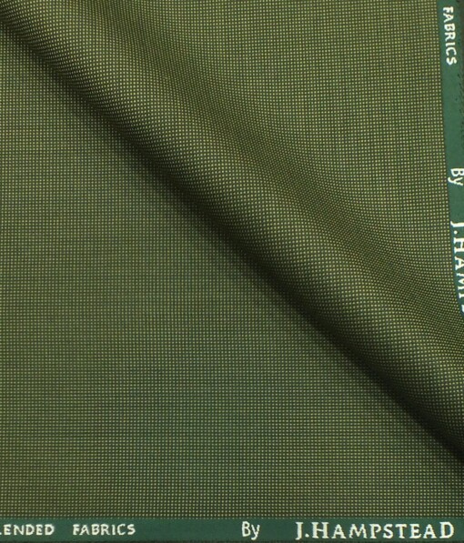 J.Hampstead by Siyaram's Moss Green Self Dotted Structure Poly Viscose Trouser or 3 Piece Suit Fabric (Unstitched - 1.25 Mtr)