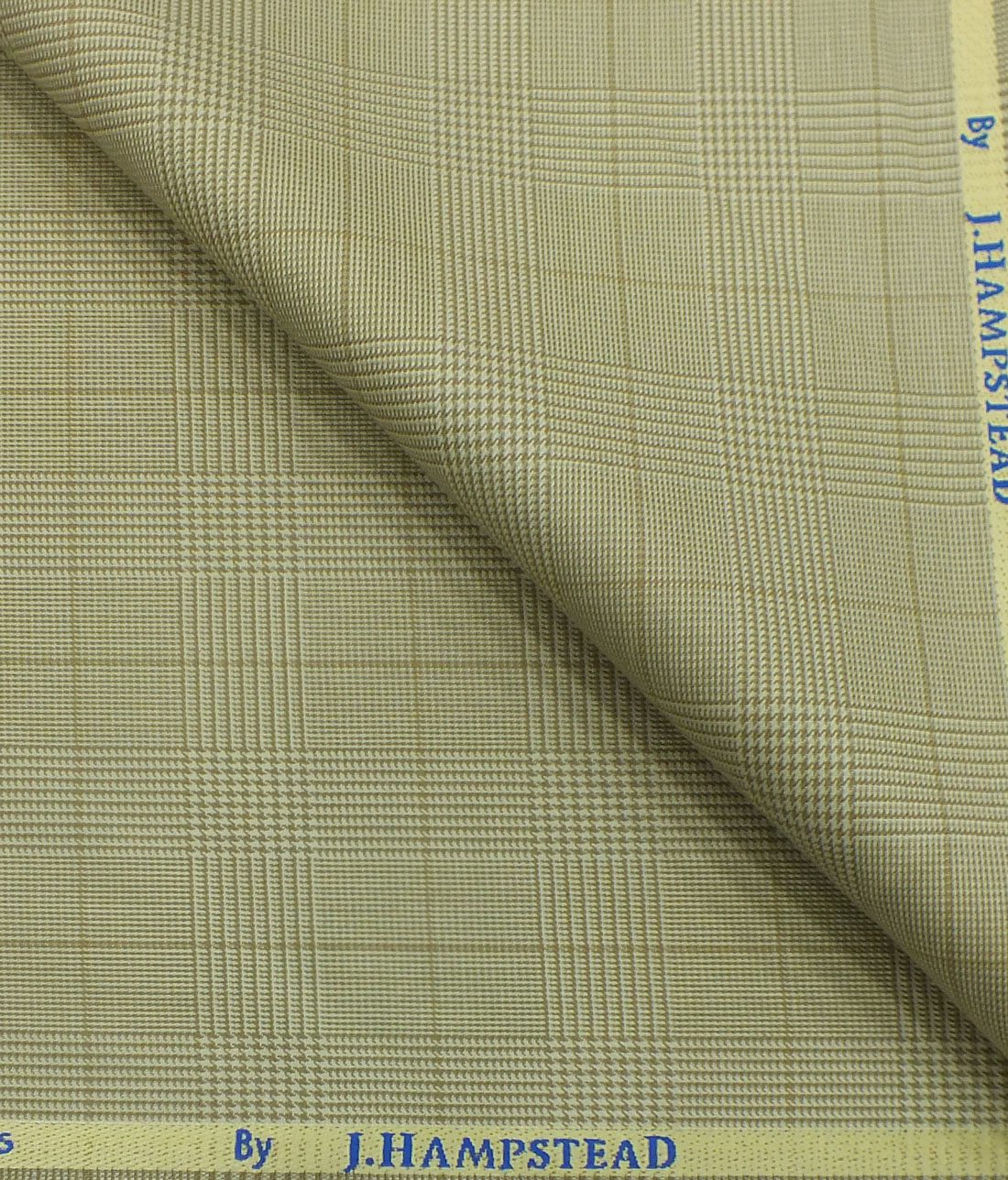 J.Hampstead by Siyaram's Oat Beige Self Checks Poly Viscose Trouser or 3 Piece Suit Fabric (Unstitched - 1.25 Mtr)