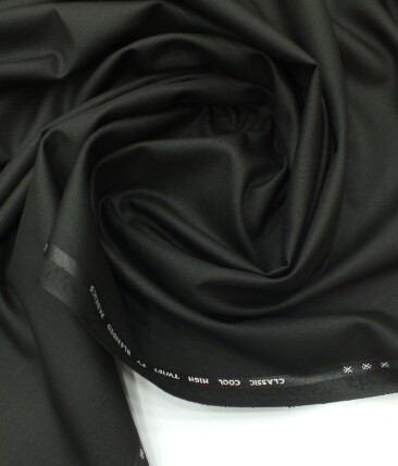 J.Hampstead by Siyaram's Black Self Structured Poly Viscose Trouser or 3 Piece Suit Fabric (Unstitched - 1.25 Mtr)