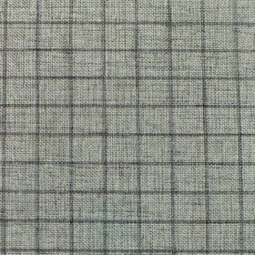 J.Hampstead by Siyaram's Light Silver Grey Jute Weave Checks Poly Viscose Trouser or 3 Piece Suit Fabric (Unstitched - 1.25 Mtr)