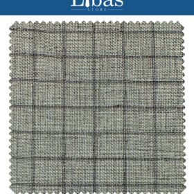J.Hampstead by Siyaram's Light Silver Grey Jute Weave Checks Poly Viscose Trouser or 3 Piece Suit Fabric (Unstitched - 1.25 Mtr)