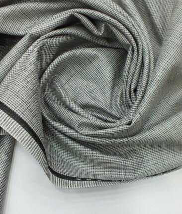 J.Hampstead by Siyaram's Light Silver Grey Jute Weave Structured Poly Viscose Trouser or 3 Piece Suit Fabric (Unstitched - 1.25 Mtr)